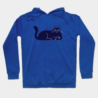 Moody blue cat evil smile mood - facing right Hoodie